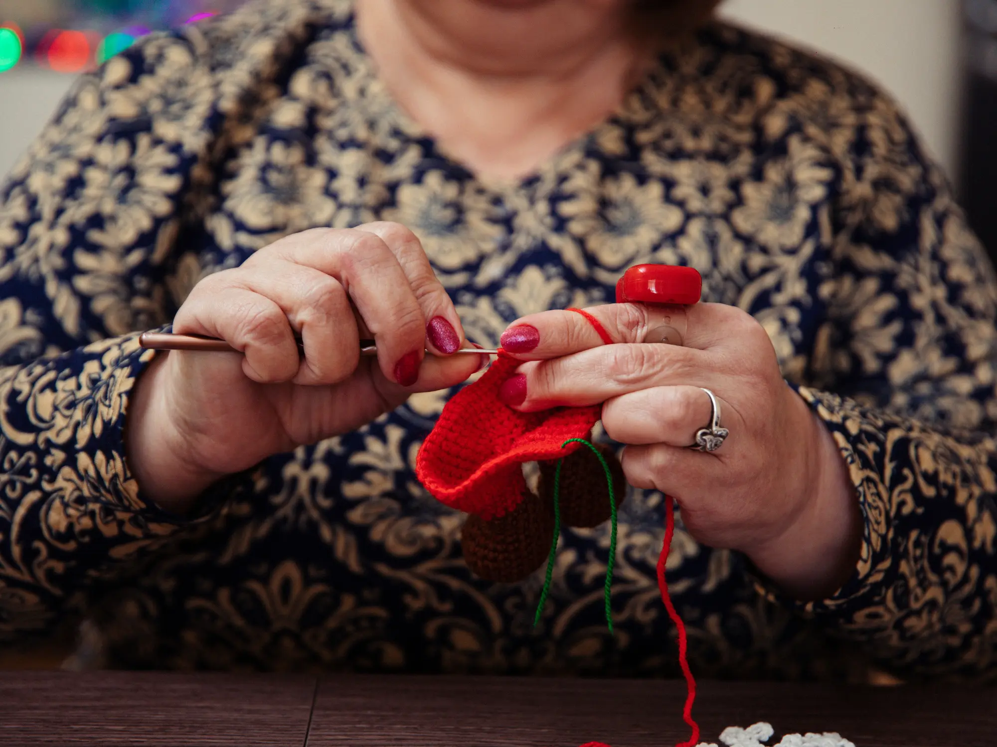 Handmade knitting creations made with yarn and care