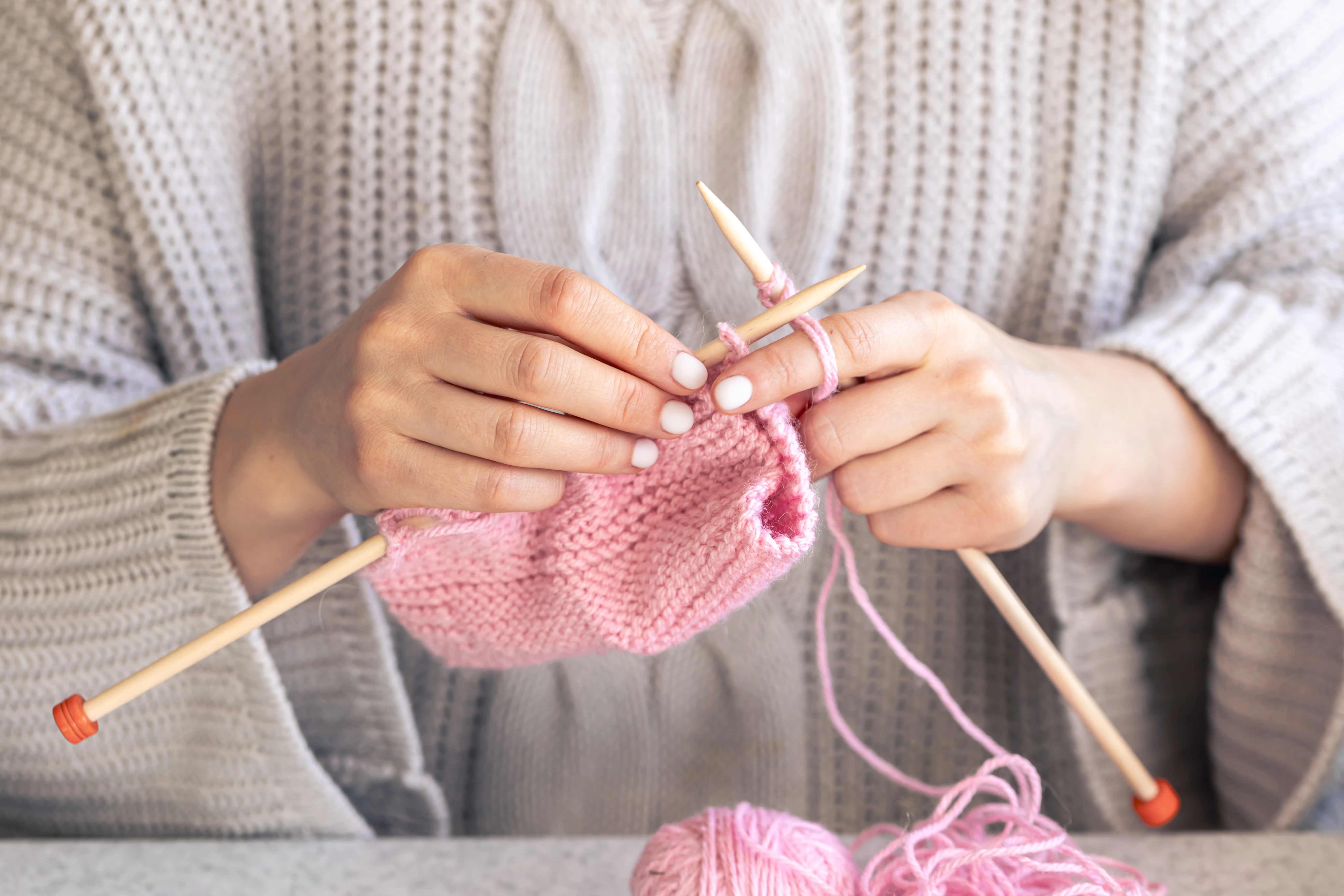 Colourful yarn selected for handmade knitting