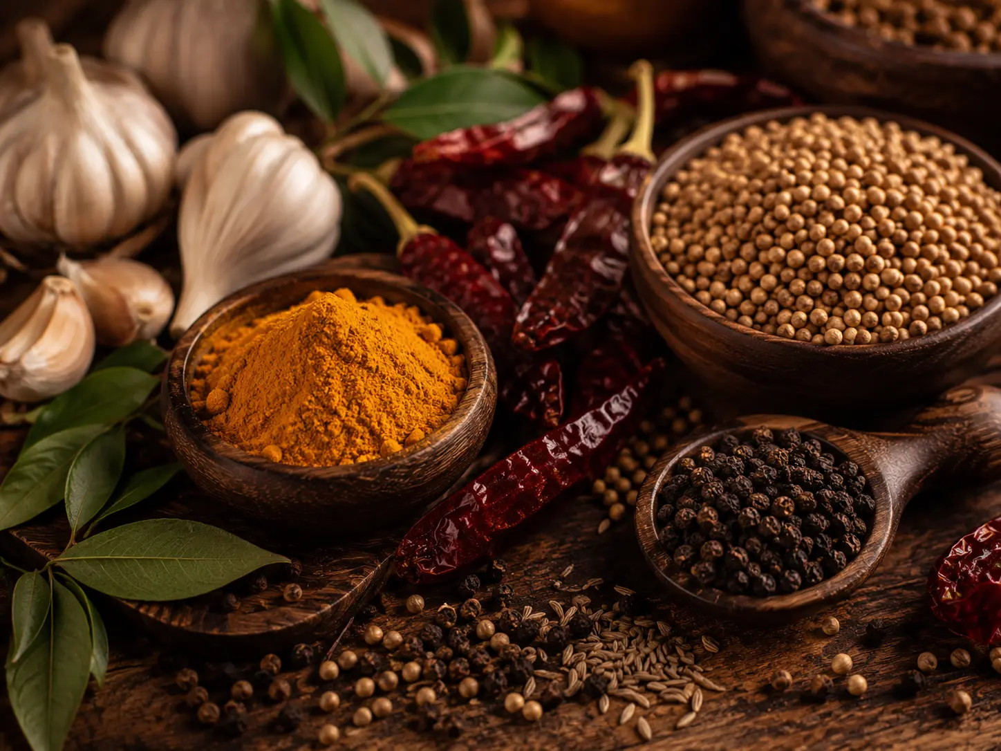 Fresh spices and seasonal ingredients used in traditional recipes